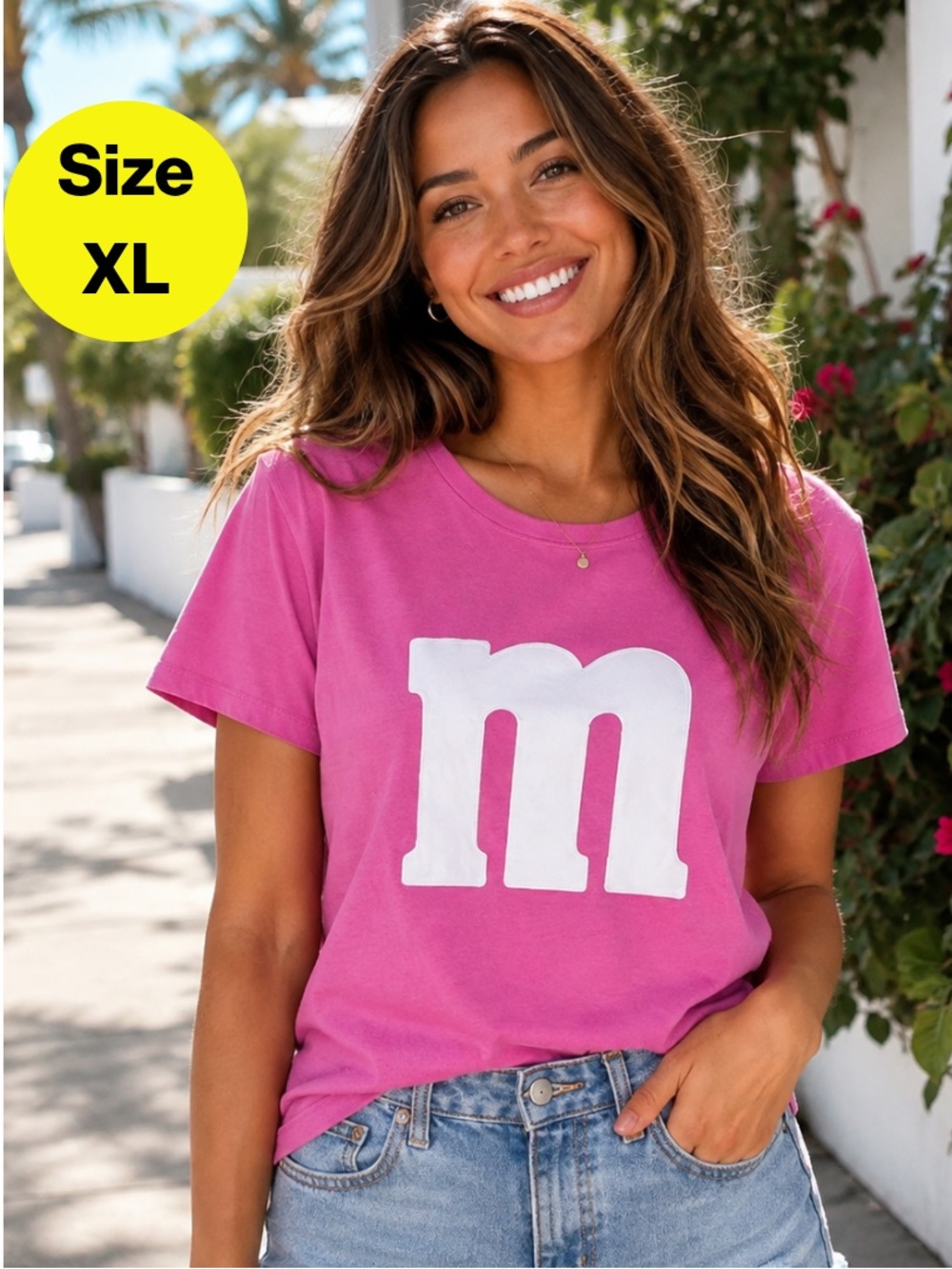 3/for $15 🍒 Pink “M” Short Sleeve Tee (Women’s X-Large)